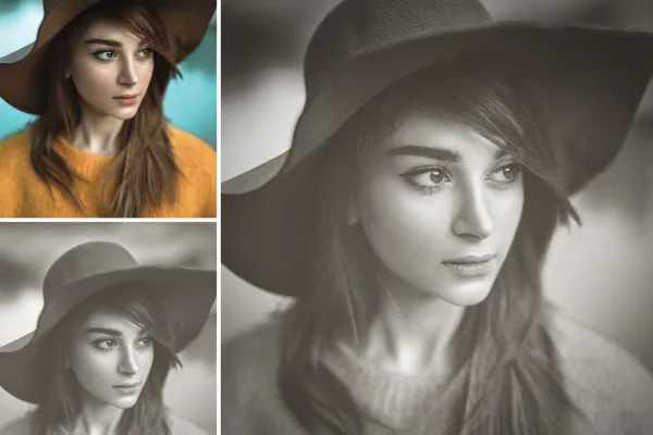 Anwendung von Affinity Photo Makros zur Schwarz-Weiß-Umwandlung am Beispiel eines Frauen-Porträts