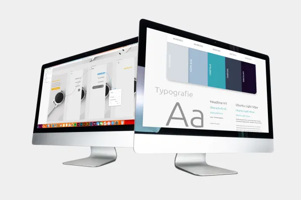 Bildschirme mit UX-Design, Illustration für das Adobe XD-Tutorial – Experience Design und Prototyping