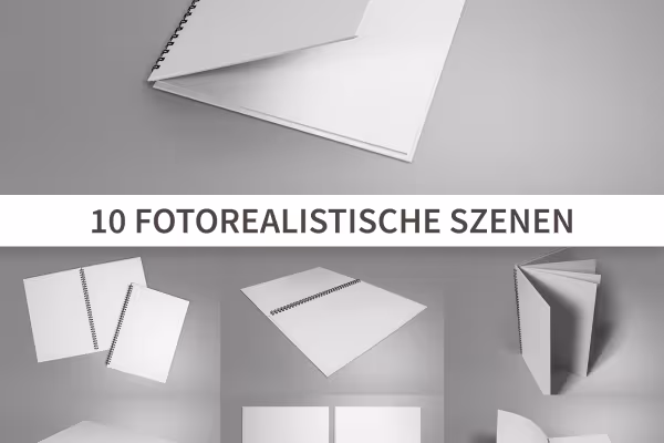 Mockup for portrait format hardcover brochures with spiral binding