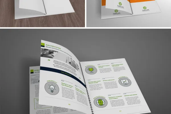 Mockup für Hochformat-Hardcover-Broschüren mit Spiralbindung