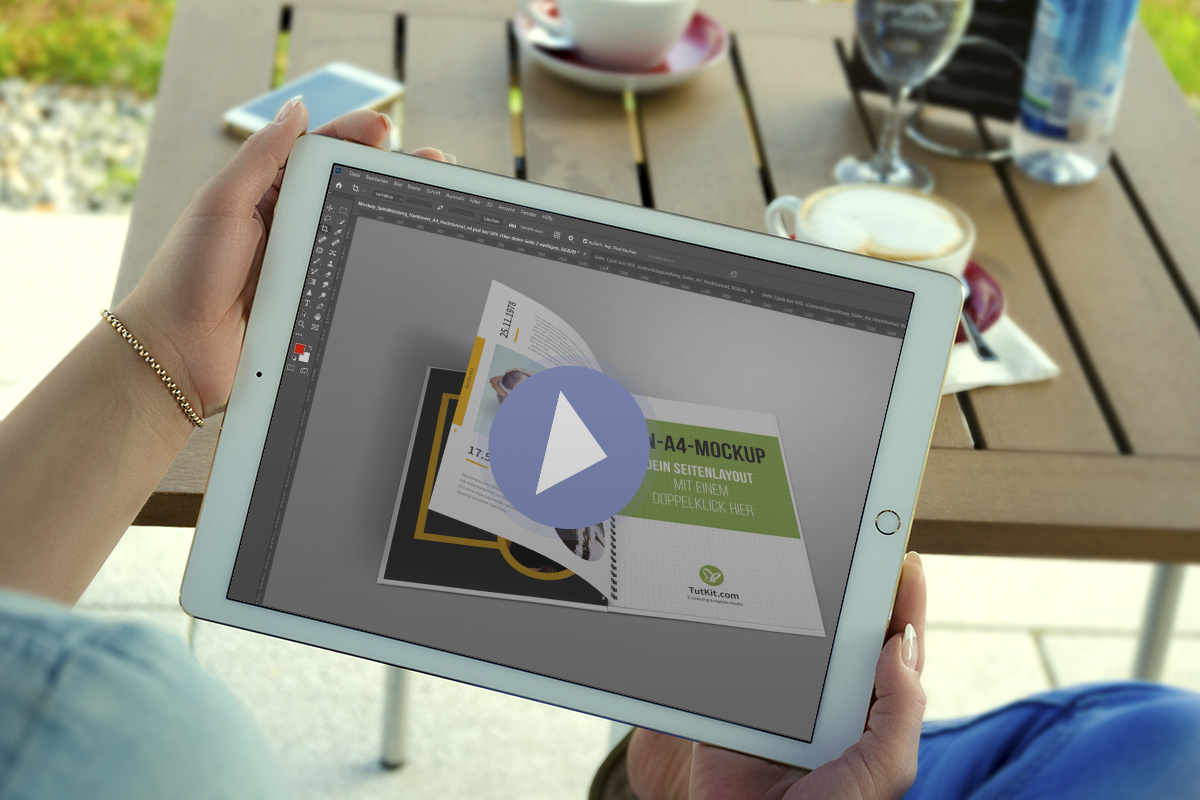 Photoshop tutorial: Using mockups for hardcover brochures in portrait format with spiral binding