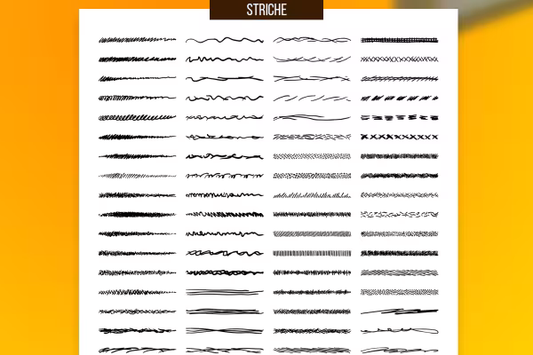 Forhåndsvisning af de 100 Affinity Designer pensler til et skitse-udseende af vektorgrafikker.