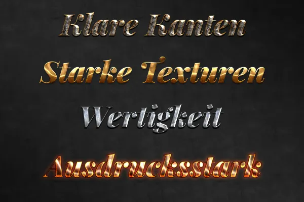 Photoshop stiilid vastupidavate metalliefektide jaoks