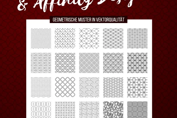 Vorschau auf die 30 vektorbasierten Muster für Adobe Illustrator und Affinity Designer