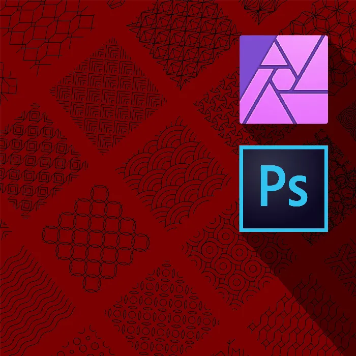 Geometric patterns for Photoshop and Affinity Photo