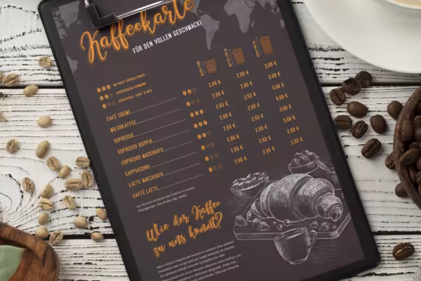 Modèle pour créer des cartes de café à éditer dans InDesign, Photoshop et Word