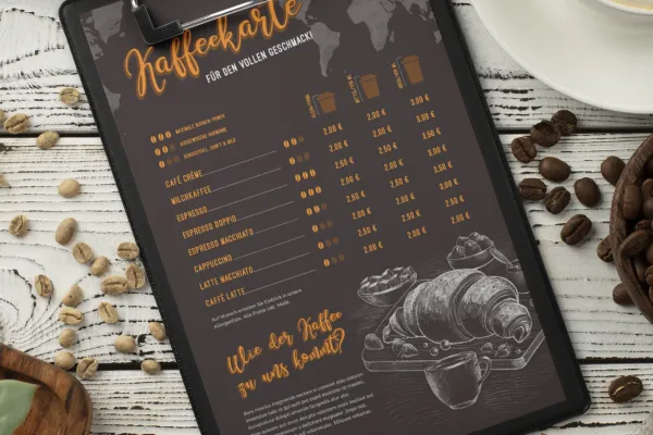 Modèle pour créer des cartes de café à éditer dans InDesign, Photoshop et Word