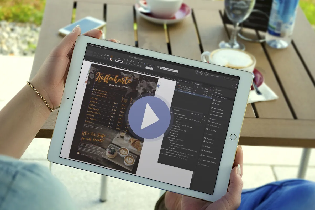 Video-Anleitung: Vorlagen für Kaffeekarten in Adobe InDesign bearbeiten