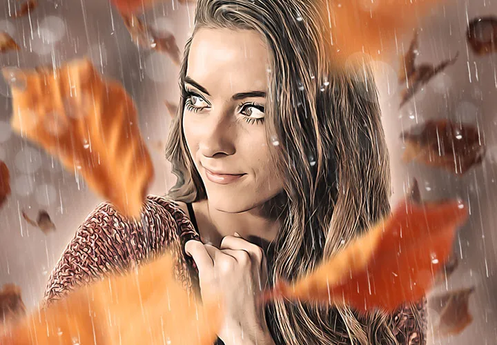 Ação do Photoshop "October Rain": Um visual de outono em estilo de pintura a óleo para suas fotos.