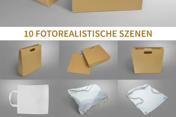 Mockups für Stoffbeutel, Papiertüten und Tragetaschen