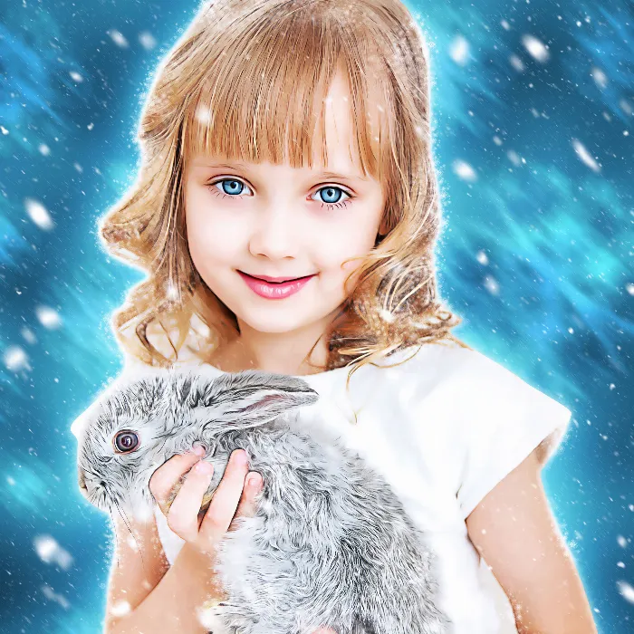 Acción de Photoshop "La magia de los copos de nieve frente a los colores del óleo"