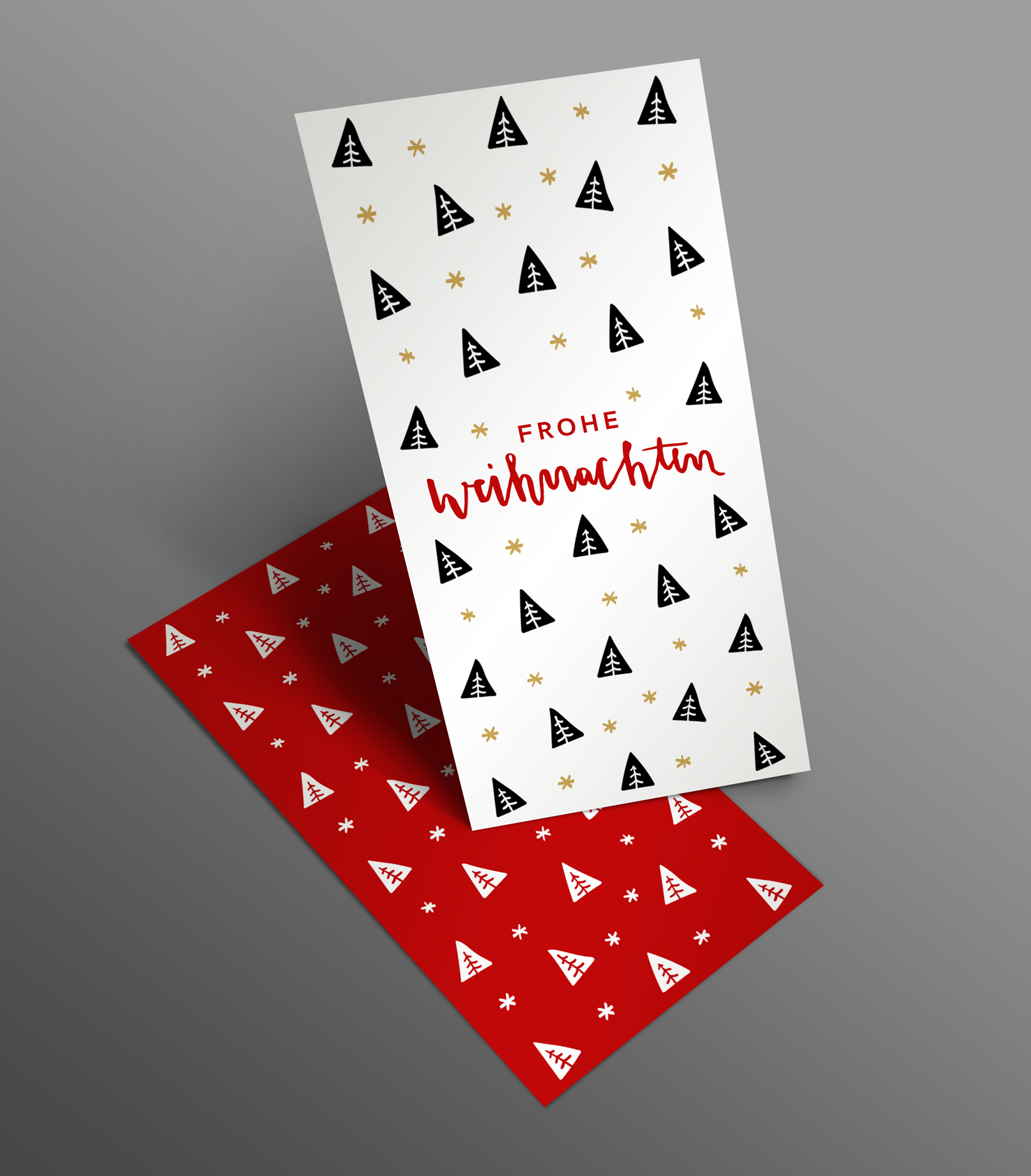 Weihnachtskarten-Design mit Tannenbaum-Muster