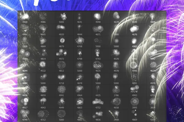 100 fotos con formaciones de fuegos artificiales como puntas de pincel