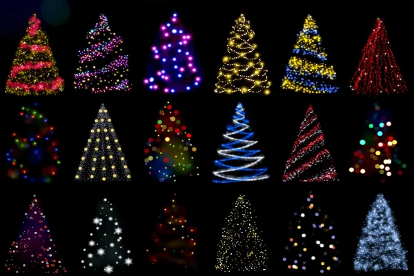 Bokeh-Overlays für ein Leuchten des Weihnachtsbaums