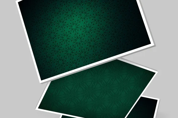 Three variants with background images in green and with ornaments