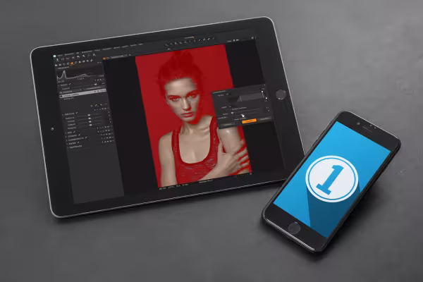 Tablet met een schermafbeelding van Capture One Pro.