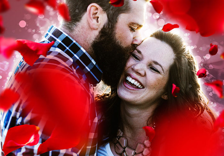Photoshop-Aktion „Romantischer Liebesrausch“: Bokeh & Rosenblätter