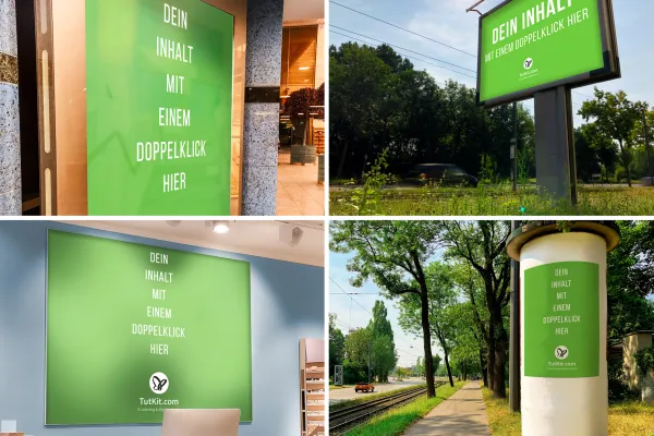 Mockup für Plakate in der Stadt und in Geschäften an Boards, in Werbetafeln, an einer Litfaßsäule