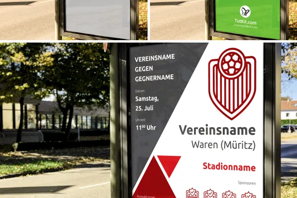 Mockup für ein Plakat in einer Werbetafel am Straßenrand