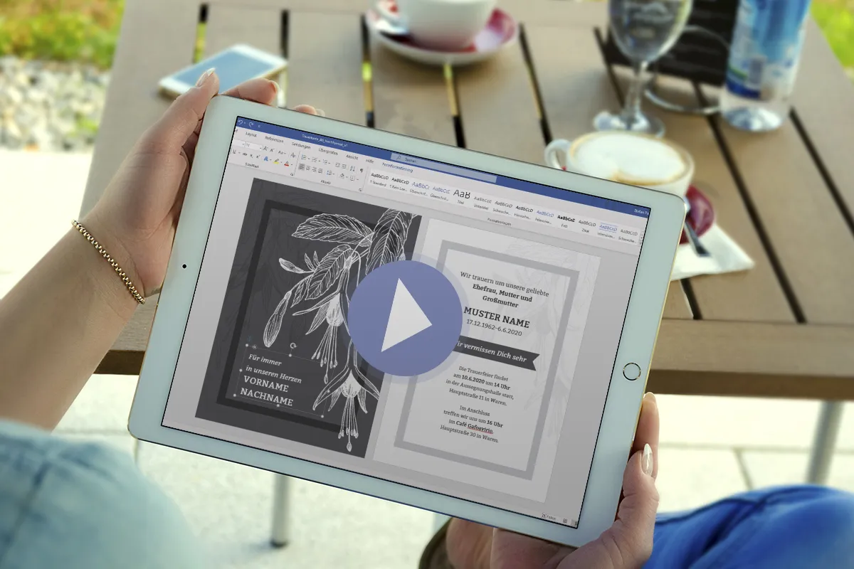 Video-Anleitung: Vorlagen für Trauerkarten in Word bearbeiten