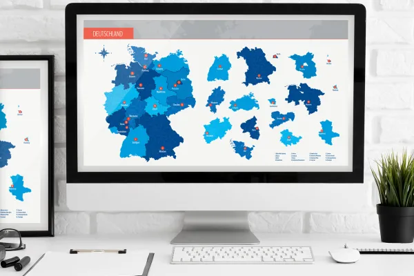 Deutschlandkarte mit Bundesländern, Hauptstädten und Landkreisen