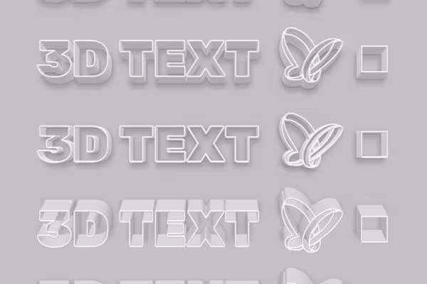 Photoshop 3D-efektit: Tekstit, joiden ääriviivat esitetään kolmiulotteisesti.