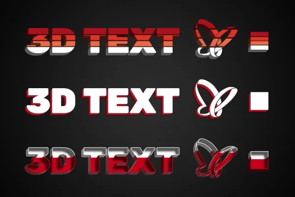 Photoshop-3D-effekter for tekst og grafikk i farger