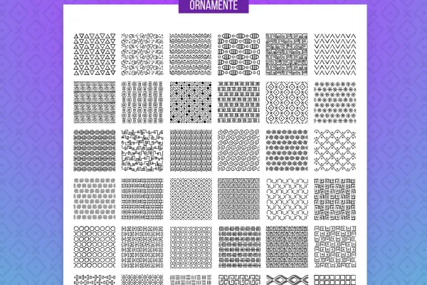 Preview the 50 patterns with ornaments for Photoshop and Affinity Photo