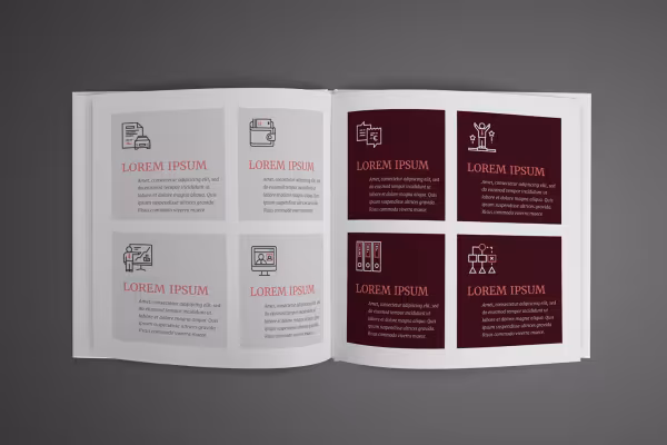 Iconos de empresa en un folleto