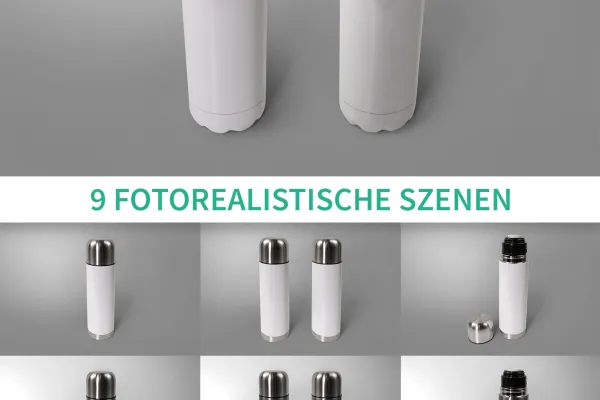 9 Mockup Photoshop untuk botol termos dengan berbagai latar belakang