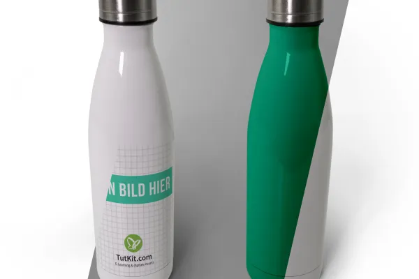 Prinsip penggunaan mockup: warna permukaan botol dapat diubah