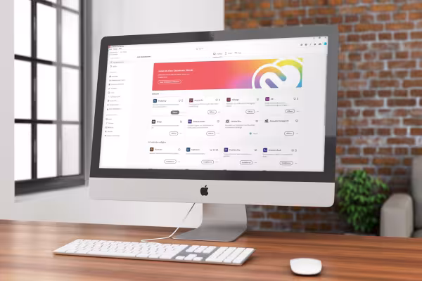 Adobe Creative Cloud Desktop-app på én skjerm