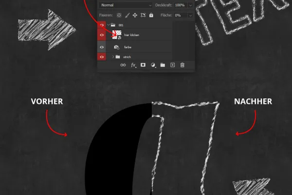 Anwendung der Photoshop-Smartobjekte für Kreideschrift- und Bleistift-Effekte