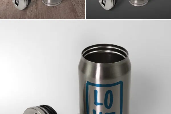 Mockups for termoflasker viser Photoshop-arbejdsgangen