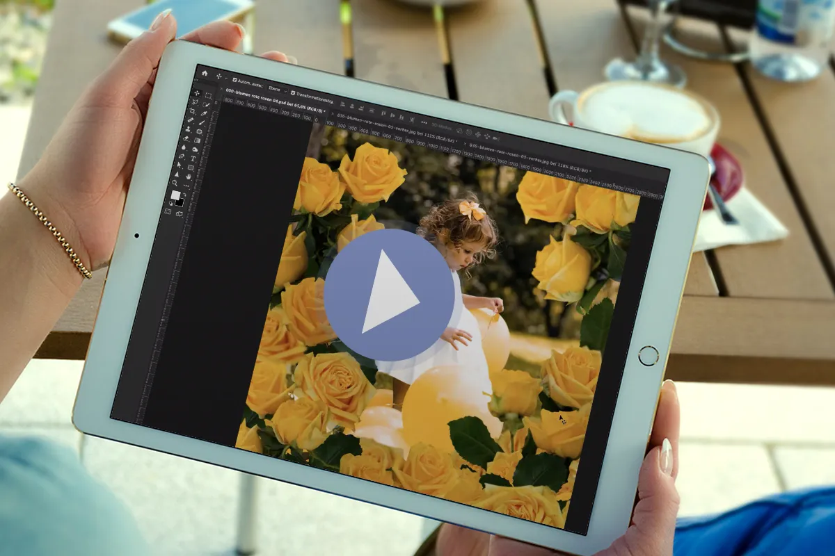 Photoshop tutorial: How to insert images with red and yellow roses into your photos