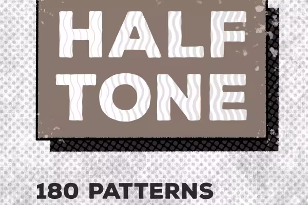 Lettering with Halftone Patterns, created in Photoshop