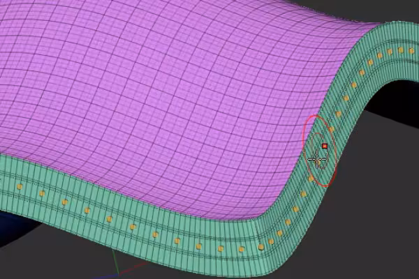 Näyttökuva ZBrush 2021:stä, jossa entisestä 2D-alueesta on saatu paksuus Dynamic Thicknessin avulla.