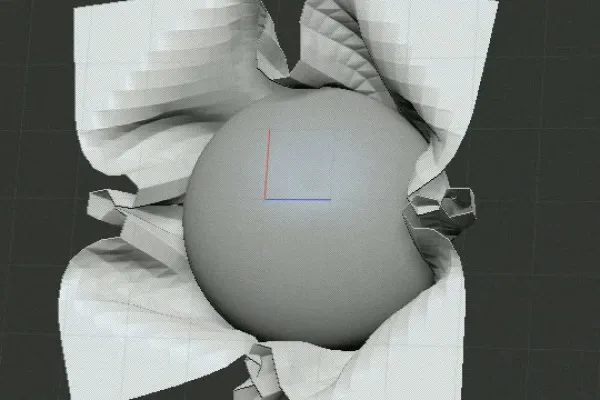 스크린샷 ZBrush 2021 찍어봤어요. 3D 공에 새로운 다이나믹 기능을 이용해 덮여진 천으로 만들었어요