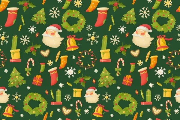 Weihnachtliche Muster und Illustrationen: Weihnachtsgrafiken vor grünem Hintergrund