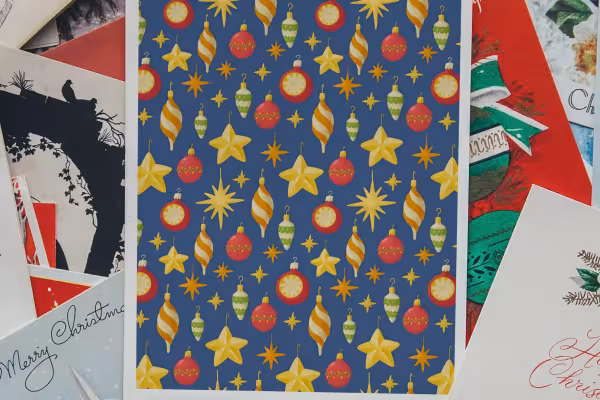 Christmas patterns and illustrations: Application example of a Christmas card