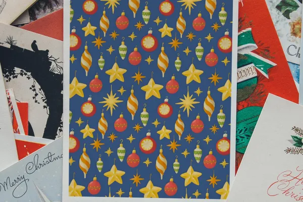 Christmas patterns and illustrations: Application example of a Christmas card