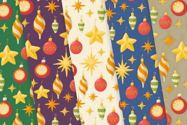 Christmas patterns and illustrations: 5 color variations