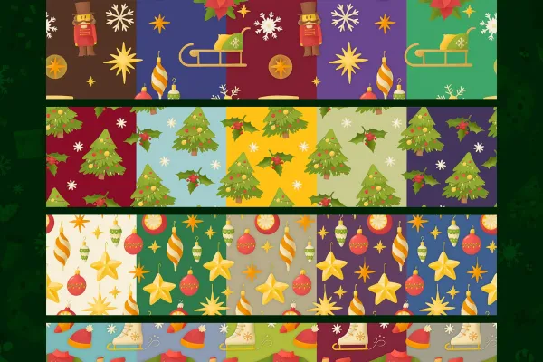 Weihnachtliche Muster und Illustrationen: Ausschnitte der 50 Bilder