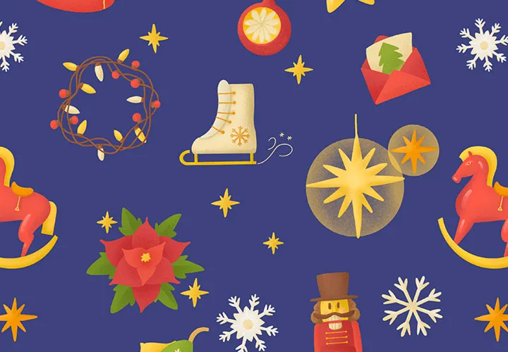 Weihnachtliche Illustrationen als Muster und Bilder für stimmungsvolle Hintergründe