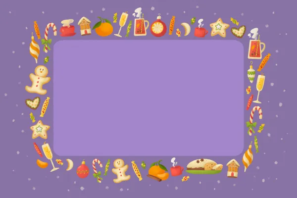 Backgrounds for Christmas greeting cards: purple design with Christmas motifs