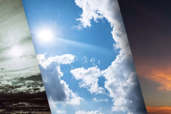Tre bilder på moln för att byta ut himlen och för bakgrunden