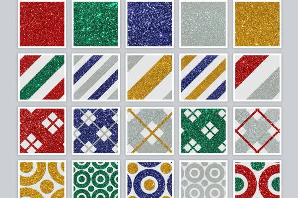 Glitter backgrounds with different colors and shapes