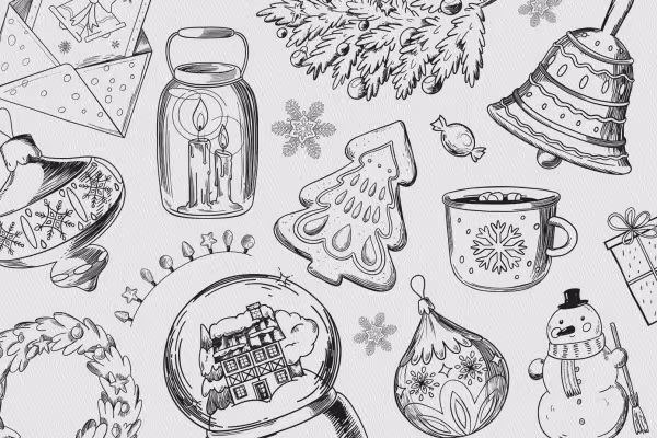 Motivos navideños en blanco y negro como fondo de pantalla