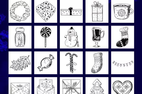 30 motivos navideños en blanco y negro