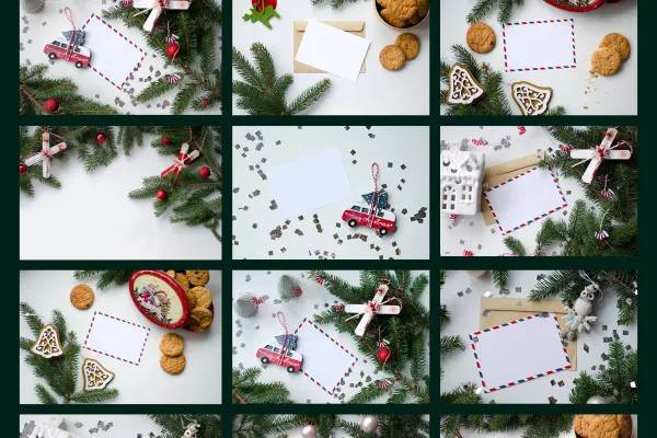 40 Christmas backgrounds with fir branches, candy canes, postcards and more
